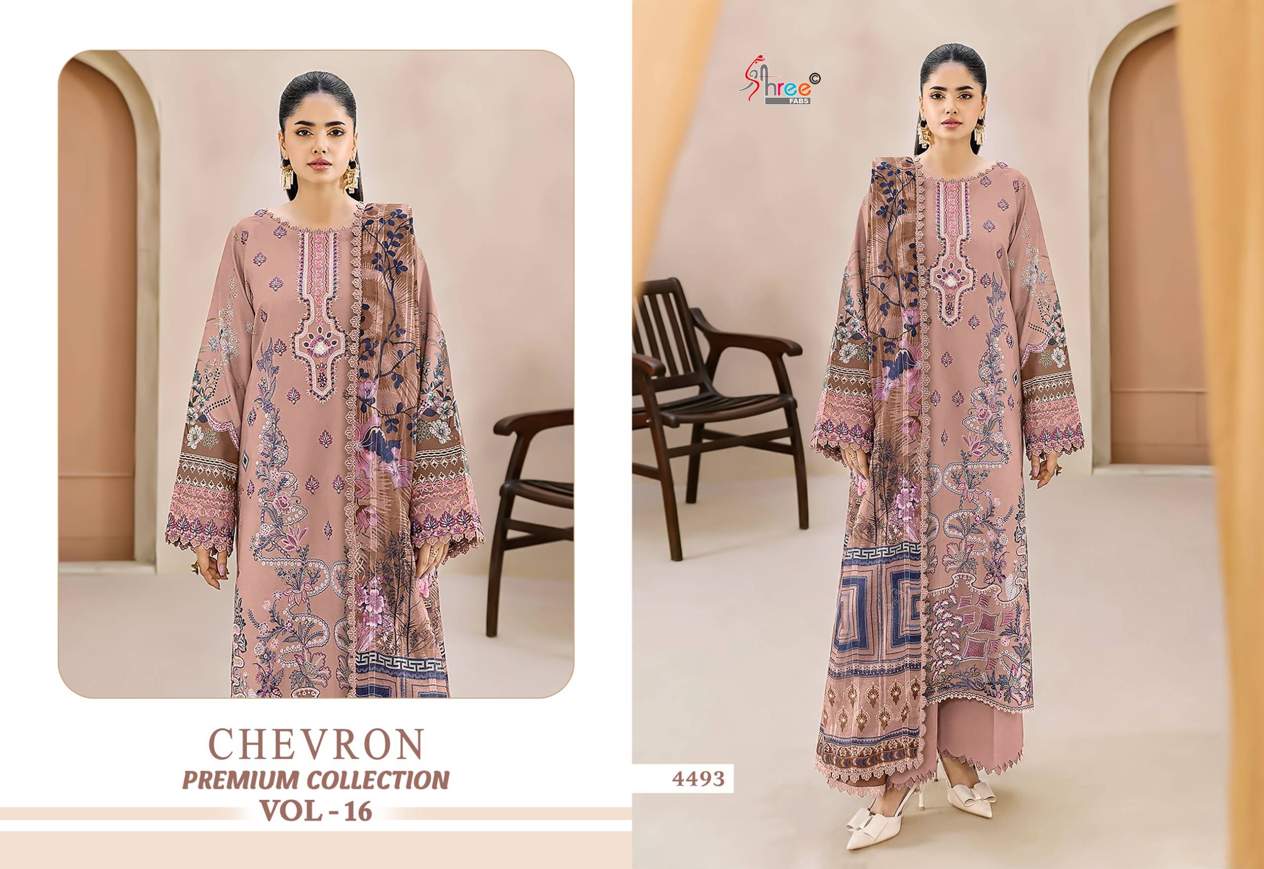CHEVRON PREMIUM COLLECTION VOL-16 By Shree Fabs Pakistani Stylish Embroidered PURE COTTON Dresses At Wholesale Price